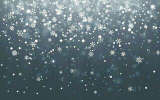 Christmas snow. Falling snowflakes on dark background. Snowfall. Vector illustration