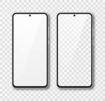 Realistic smartphone mock up set. Mobile phone display isolated on white gray background. 3D template illustration. Vector illustration