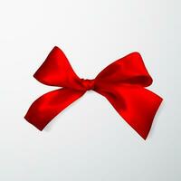 Realistic red bow isolated on gray background. Element for decoration gifts, greetings, holidays. Vector illustration