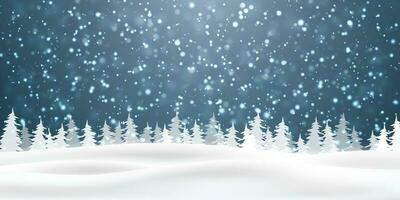 Christmas snow. Falling snowflakes on blue background. Snowfall. Vector illustration