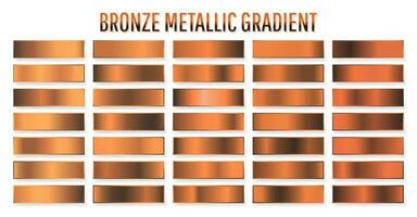 Collection of bronze metallic gradient. Brilliant plates with bronze effect. Vector illustration