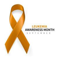 Leukemia Awareness Month. Realistic Orange ribbon symbol. Medical Design. Vector illustration