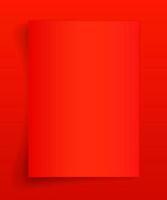 Blank A4 sheet of red paper with shadow, template for your design. Set. Vector illustration