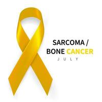Sarcoma Awareness Week. Realistic Yellow ribbon symbol. Medical Design. Vector illustration