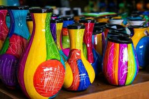 Beautiful traditional handicrafts of the small town of Raquira in Colombia. The City of Pots. photo