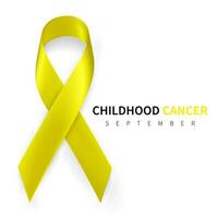 Childhood Cancer Awareness Month. Realistic Gold ribbon symbol. Medical Design. Vector illustration