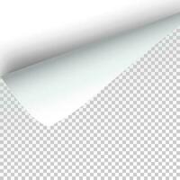 Sheet of paper with curled corner and soft shadow, template for your design. Vector illustration