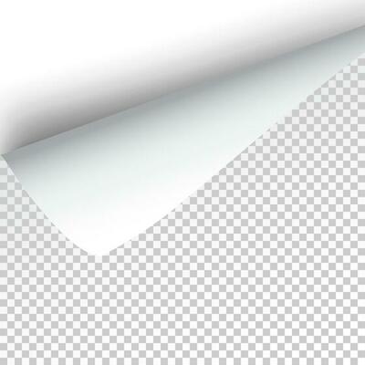 Sheet of paper with curled corner and soft shadow, template for your design. Vector illustration