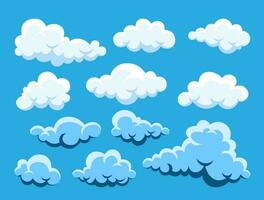 Cloud. Abstract white cloudy set isolated on blue background. Vector illustration