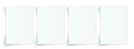 Blank A4 sheet of white paper with shadow, template for your design. Set. Vector illustration