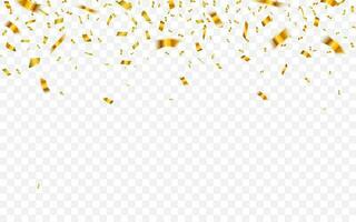 Gold confetti. Celebration carnival falling shiny glitter confetti in gold color. Luxury greeting card. Vector illustration