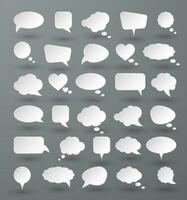 White paper speech bubbles on gray background. Vector illustration