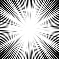 Comic book background. Black and white radial lines speed frame. Element of speed or superhero. Vector illustration