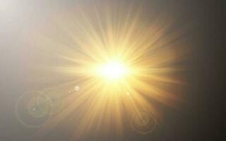 Sunlight special lens flash light effect on dark background. Effect of blurring light. Vector illustration