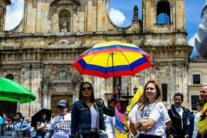 Bogota, Colombia, 2022. Peaceful protest marches in Bogota Colombia against the government of Gustavo Petro. photo