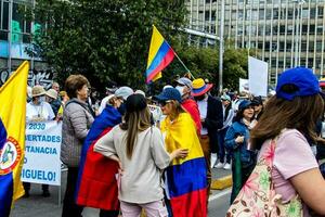 Bogota, Colombia, 2022. Peaceful protest marches in Bogota Colombia against the government of Gustavo Petro. photo