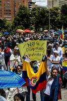 Bogota, Colombia, 2022. Peaceful protest marches in Bogota Colombia against the government of Gustavo Petro. photo