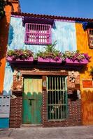 The colorful colonial houses at the walled city of Cartagena de Indias photo