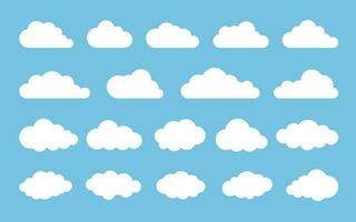 Cloud. Abstract white cloudy set isolated on blue background. Vector illustration