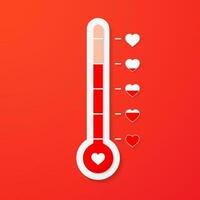 Love thermometer. Valentines Day card element in simple flat style. Vector illustration