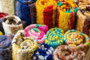 Colorful rugs made of fibres of cabuya or fique. photo