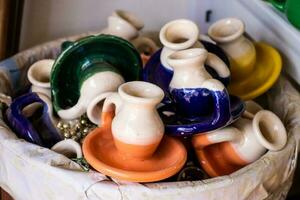 Beautiful traditional handicrafts of the small town of Raquira in Colombia. The City of Pots. photo