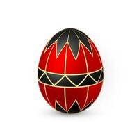 Color Easter egg on white background. Red and white egg paint by beeswax. Vector illustration