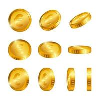 Euro Gold coins isolated on white background. Vector illustration