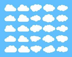 Cloud. Abstract white cloudy set isolated on blue background. Vector illustration