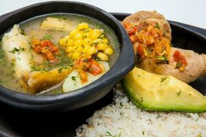 Traditional Colombian soup from the region of Valle del Cauca called sancocho photo