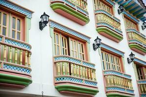 The colorful colonial streets of Gutatape, Antioquia. Colombia photo