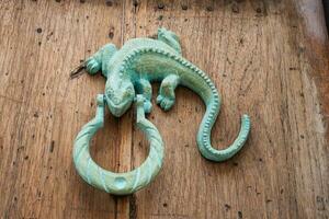 Antique door knocker in Cartagena de Indias photo