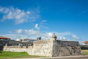 Walls of Cartagena de Indias built at the end of the XVI century for the defense of the city. The breakwater of Santa Catalina usually called The Pincer or El Espigon de la Tenaza. photo