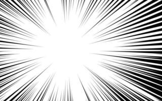 Comic book background. Black and white radial lines speed frame. Element of speed or superhero. Vector illustration