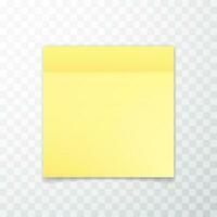 Yellow colored sheet of note papers with shadow, ready for your message. Realistic. Vector illustration