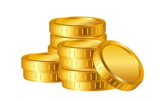 Realistic gold coins isolated on white background. Vector illustration