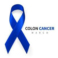 colorrectal, colon cáncer conciencia mes. realista oscuro azul cinta símbolo. médico diseño. vector ilustración