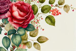 watercolor seamless border, pattern with transparent flowers. photo