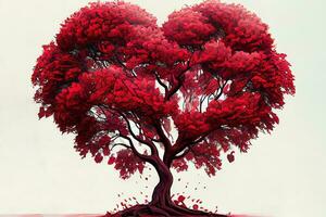 Wonderful Red love tree heart shaped photo