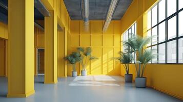 Colorful empty room 3d render there are minimalist style image. photo