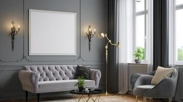 Modern blue living room. photo