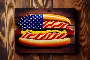 Top view of american food with copy space. photo
