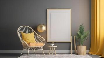 Two poster frame mockup in scandinavian style living room interior. photo