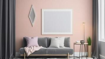 Mockup frame in cozy living room interior. photo
