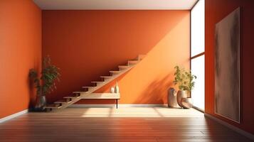 Empty home interior wall mock-up, 3d render, Bright color. photo