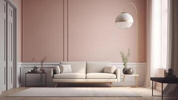 Yellow living room interior with free space. photo