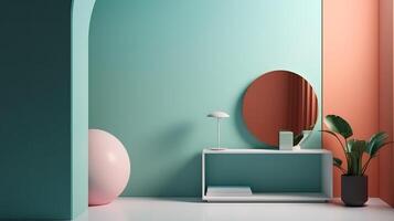 Home mockup, modern interior background, 3d render, Bright color. photo