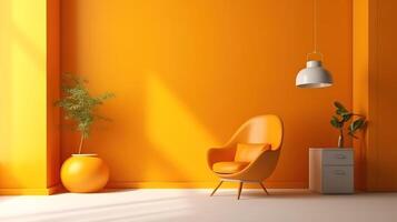 Minimalist modern interior background, wall mockup. photo