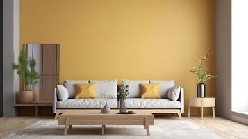 Home mockup in living room interior background. photo