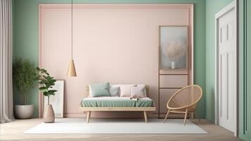 Mock up frame in cozy home interior background, 3d render. photo